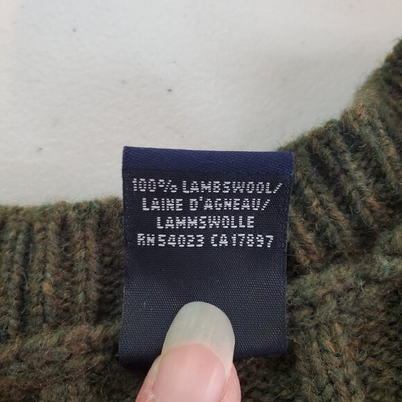 GAP SZ L Men's Ribbed Crewneck 100% Lambswool Ribbed Knit Green Crewneck Sweater - Picture 6 of 7